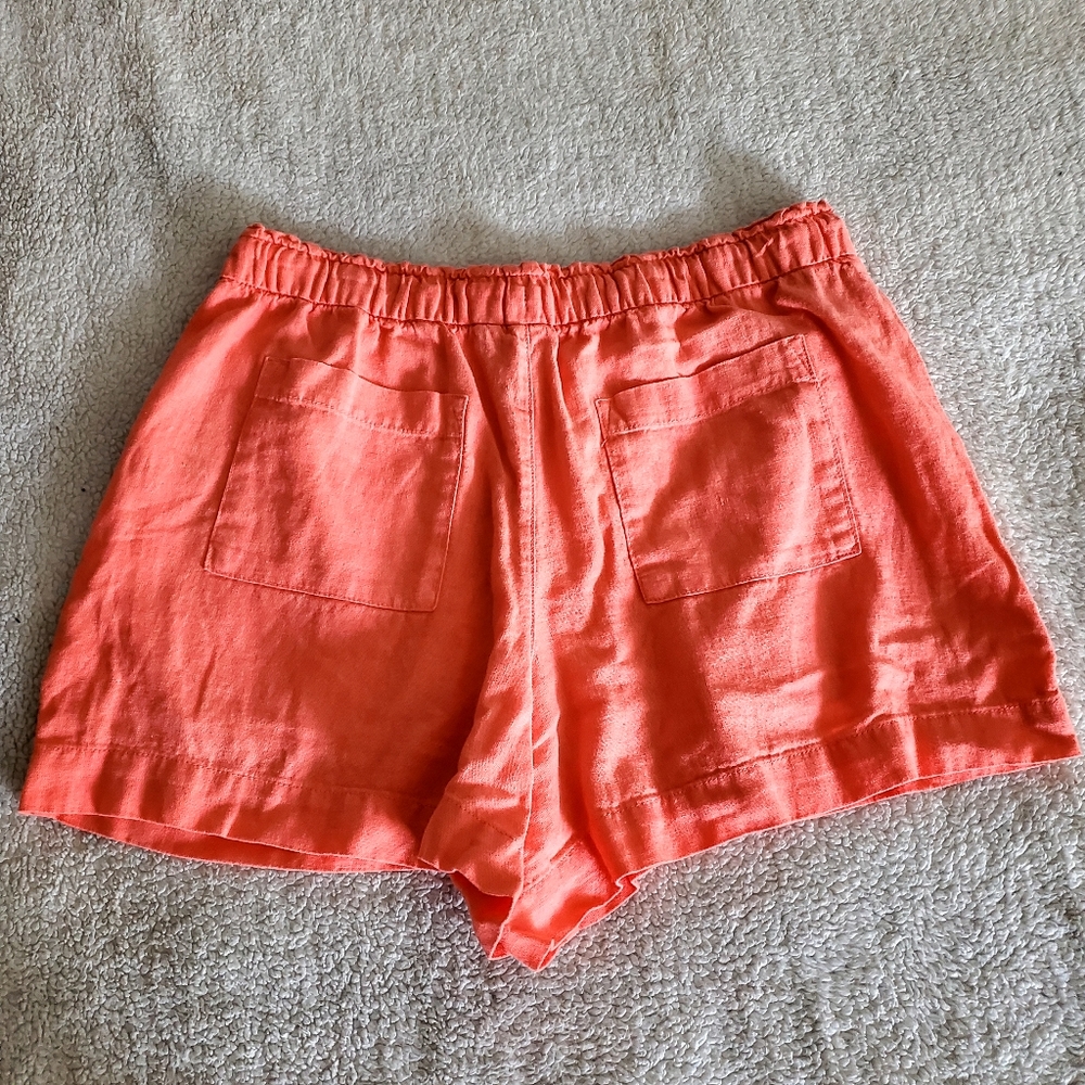 Gap Coral Shorts Lenin Blend 4 Pocket Summer Beachy  Comfy Breathable - Picture 2 of 6